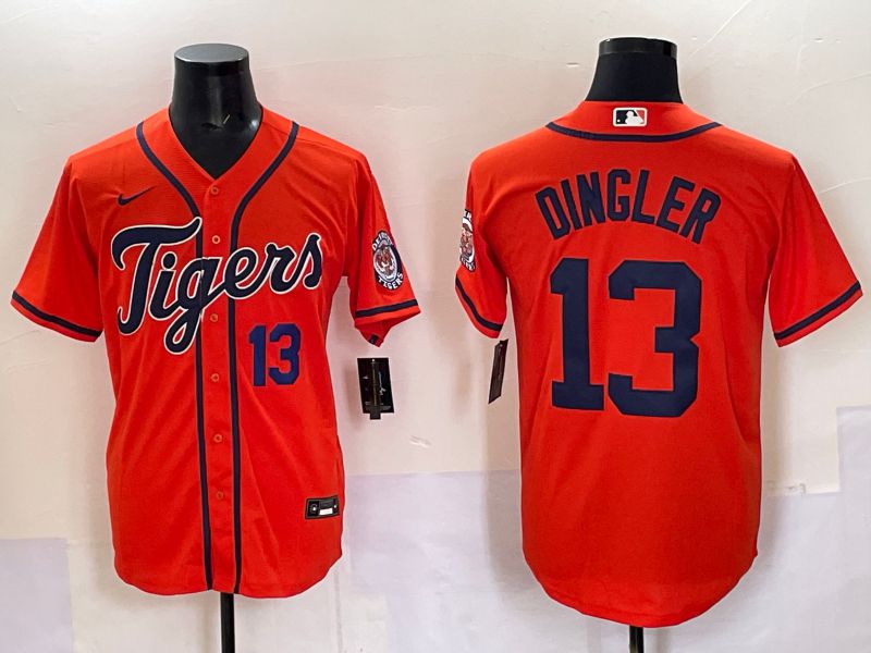 Men Detroit Tigers 13 Dingler Orange Game 2025 Nike MLB Jersey style 002